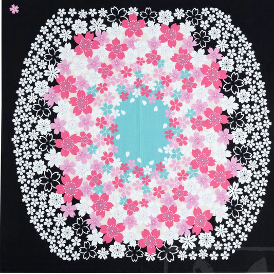 Cotton Furoshiki Sakura Black / Bawełniana chusta - kwiaty wiśni 107x105 cm