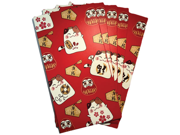 GOLDEN TURTLE Lucky Cat Red Envelope B 5 st. / Koperty z kotkiem szczęścia zestaw 5 szt.