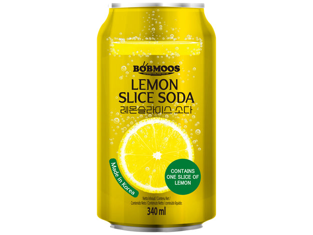 BOBMOOS Lemon Slice Soda / Napój gazowany o smaku cytrynowym z plastrem cytryny 340 ml
