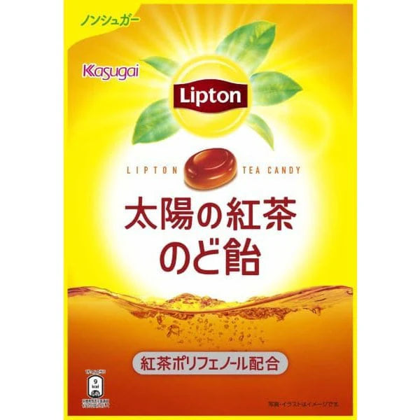 KASUGAI Seika Lipton Sun Tea Throat Candy / Bezcukrowe cukierki do ssania o smaku czarnej herbaty 70 g