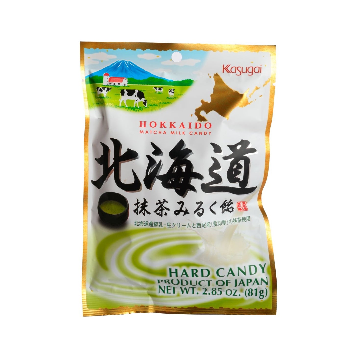 KASUGAI Hokkaido Matcha Milk Ame (Candy) / Mleczne cukierki o smaku matchy 81 g