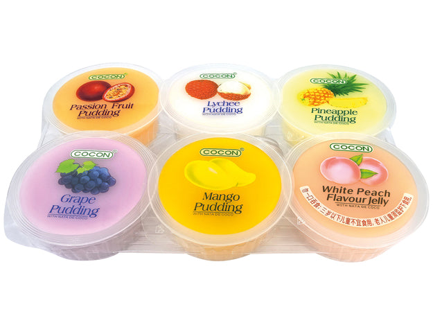 COCON Assorted Fruit Pudding with Nata de Coco / Puddingi owocowe z nata de coco – mix smaków 480 g