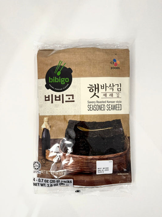 BIBIGO Savory Roasted Korean-style Seasoned Seaweed / Chrupiące prażone wodorosty z sezamem 20 g