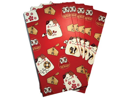 GOLDEN TURTLE Lucky Cat Red Envelope B 5 st.  / Koperty z kotkiem szczęścia zestaw 5 szt.