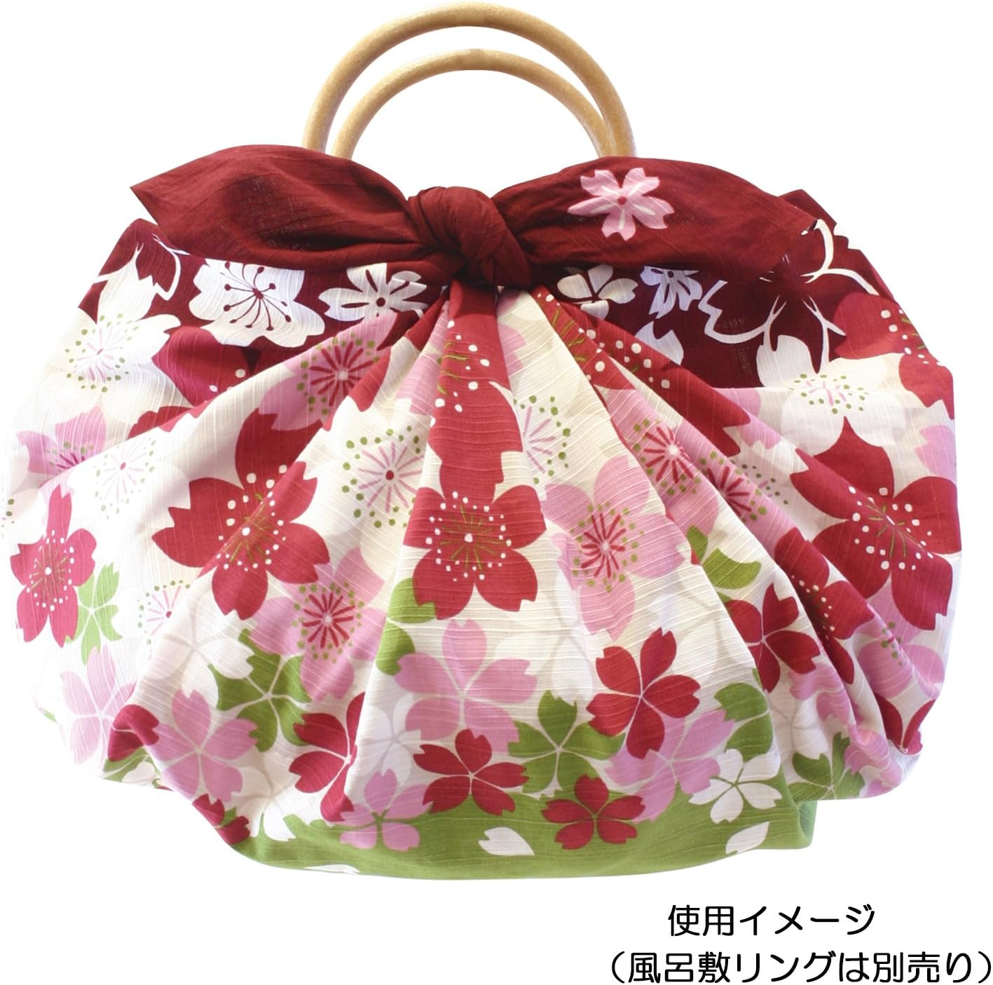 Cotton Furoshiki Sakura Dark Red / Bawełniana chusta - kwiaty wiśni 107x105 cm