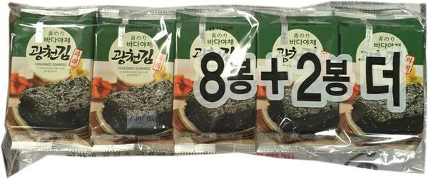 KWANGCHEONKIM Seasoned Nori / Przyprawione płaty nori 8+2 (5 g x 10)