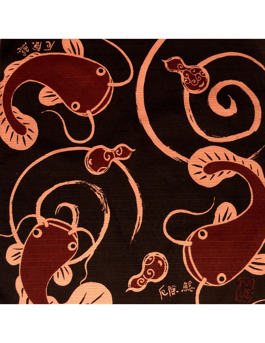 Cotton Furoshiki Namazu (catfish) / Bawełniana chusta - Namazu (sum) 90x90 cm