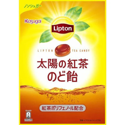 KASUGAI Seika Lipton Sun Tea Throat Candy / Bezcukrowe cukierki do ssania o smaku czarnej herbaty 70 g