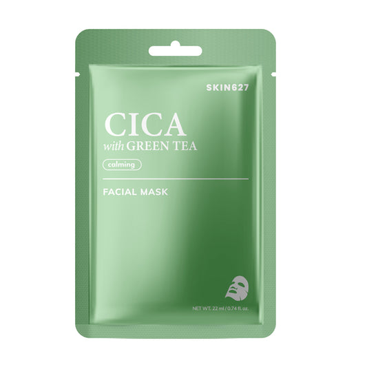 SKIN627 Cica with Green Tea Facial Mask / Łagodząca maska do twarzy Cica i Zielona Herbata 22 ml