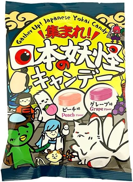 SENJAKU Ame Honpo Japanese Yokai Candy / Japońskie cukierki o smaku brzoskwini i winogron 45 g