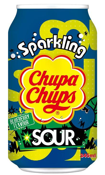 CHUPA CHUPS Sparkling Chupa Chups Sour Blueberry Flavour / Napój Gazowany Kwaśna Jagoda 345 ml