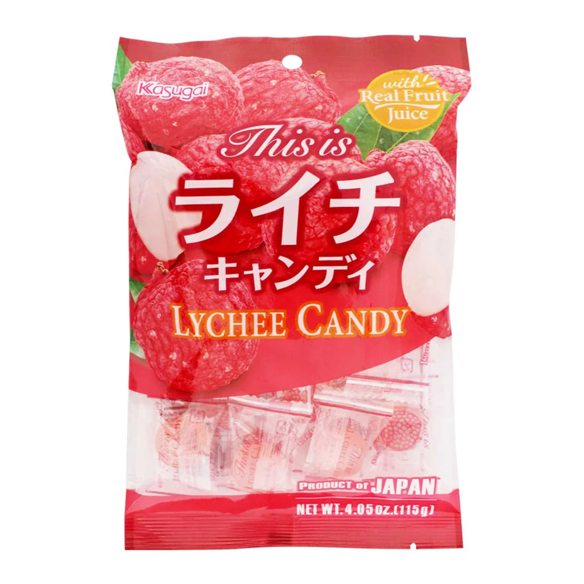 KASUGAI Lychee Candy / Cukierki o smaku liczi 115 g
