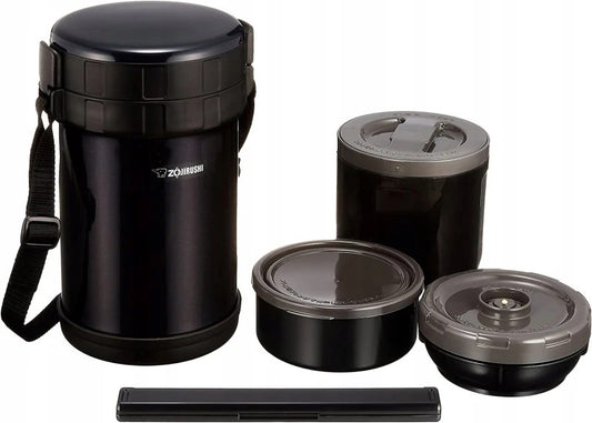 ZOJIRUSHI SL-XE20-AD Stainless Steel Lunch Jar / Japoński termos obiadowy z 3 pojemnikami, granatowy 1,47 l