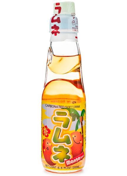 Hata Kosen RAMUNE Carbonated Soft Drink Mango Flavor / Japońska Oranżada Mango 200 ml