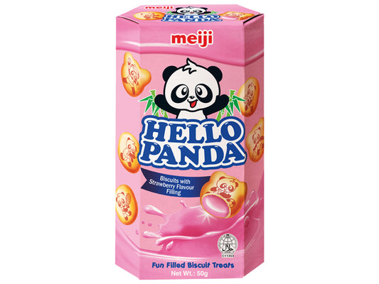 MEIJI Hello Panda Biscuits Strawberry Filling 50 g / Ciasteczka z truskawkowym nadzieniem