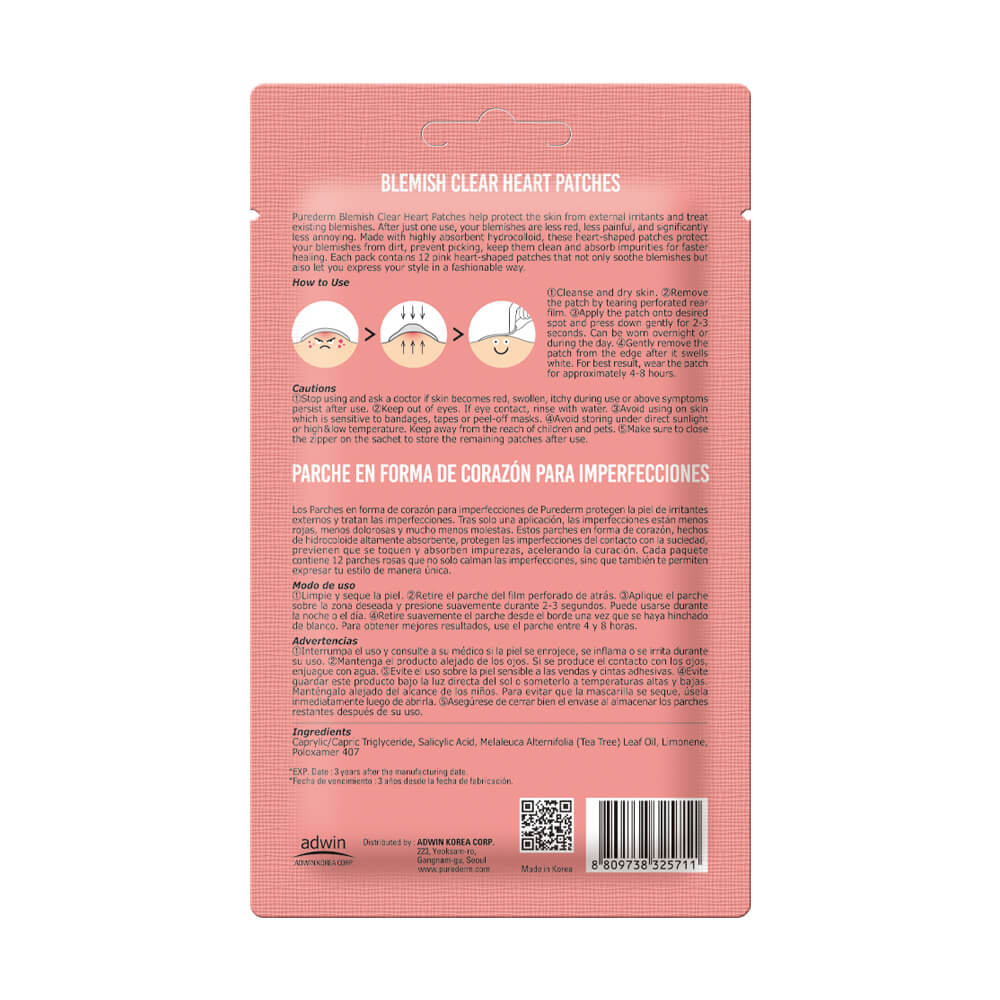 PUREDERM Blemish Clear Heart Patches (12 plasterków)