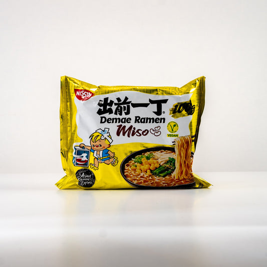 NISSIN Demae Ramen Miso / Makaron instant o smaku miso (produkt wegański) 100 g