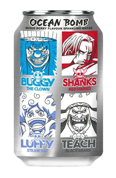 OCEAN BOMB x One Piece Mixed Berry Flavour Sparkling Water / Napój Gazowany Mieszane Jagody 330 ml