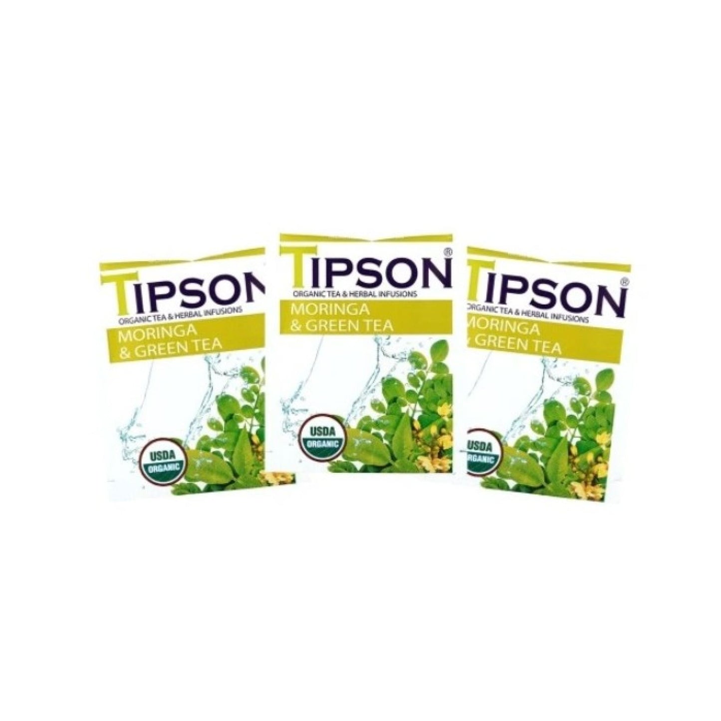 Organiczna ziołowa herbata, moringa i zielona herbata 37,5 g, 25 szt. Tipson